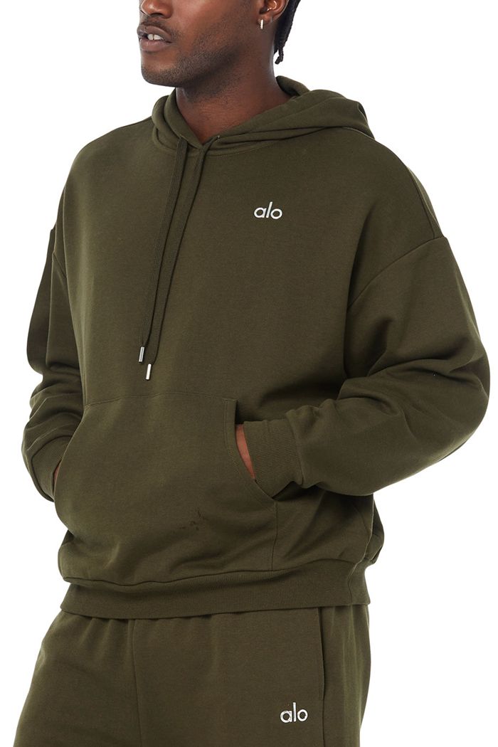 Dark Olive Alo Yoga Accolade Men's Hoodie | 53987NMEI