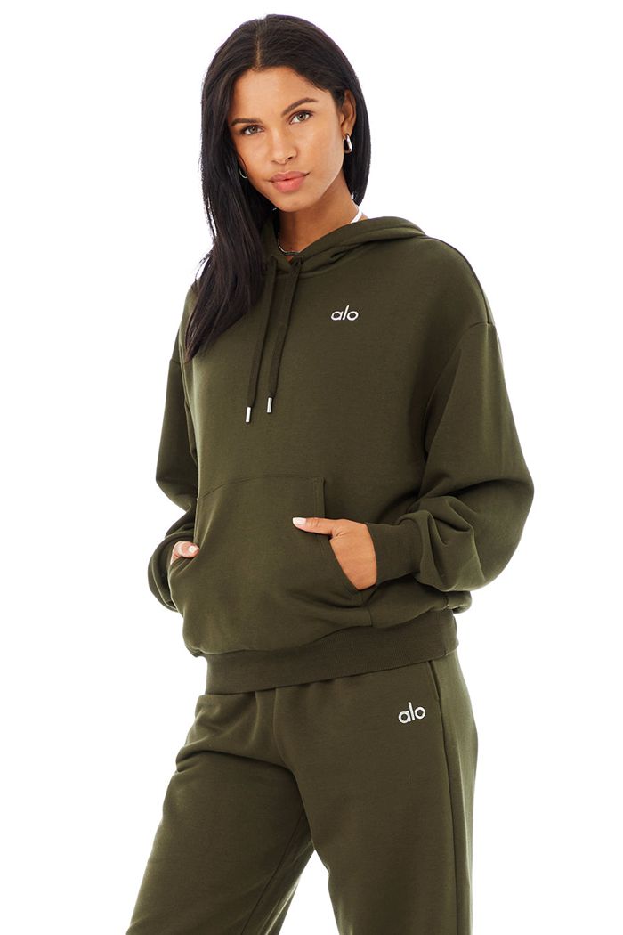 Dark Olive Alo Yoga Accolade Women's Hoodie | 98527EIAW