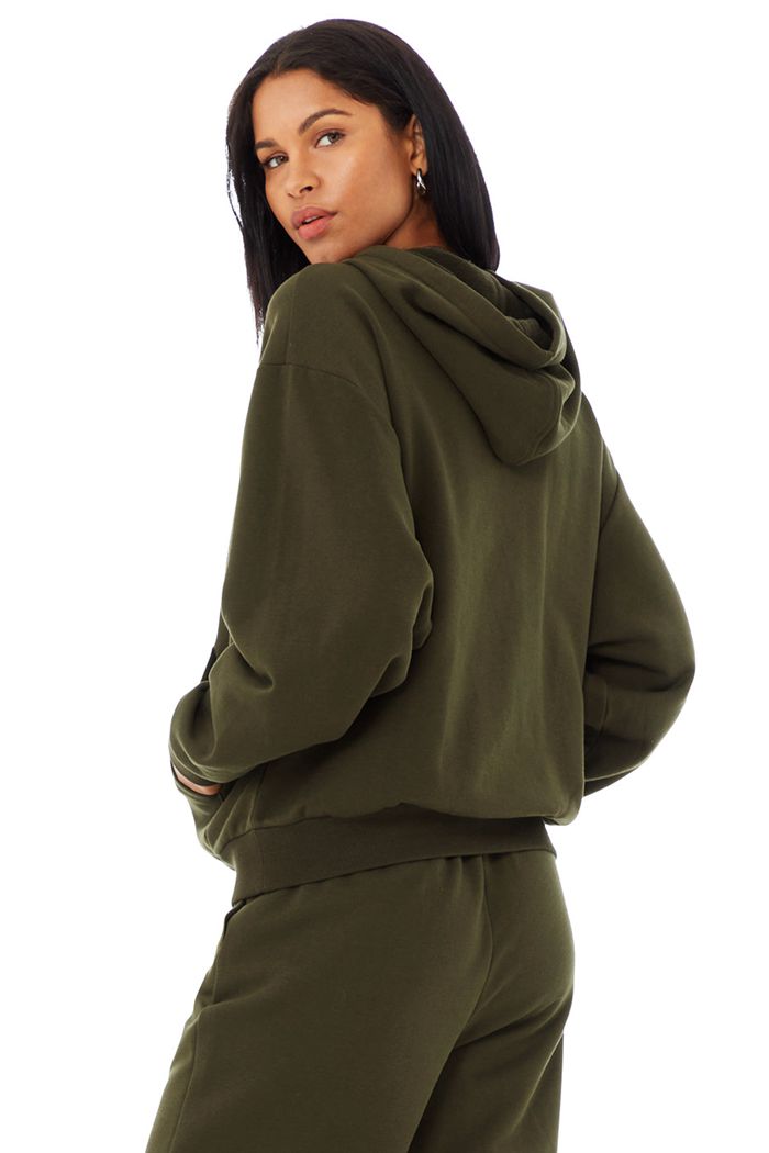 Dark Olive Alo Yoga Accolade Women's Hoodie | 98527EIAW