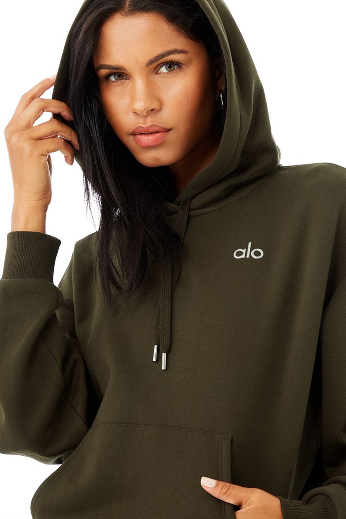 Dark Olive Alo Yoga Accolade Women's Hoodie | 98527EIAW