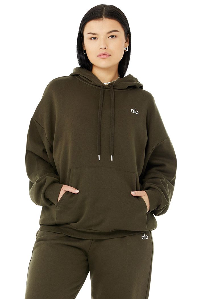 Dark Olive Alo Yoga Accolade Women's Hoodie | 98527EIAW