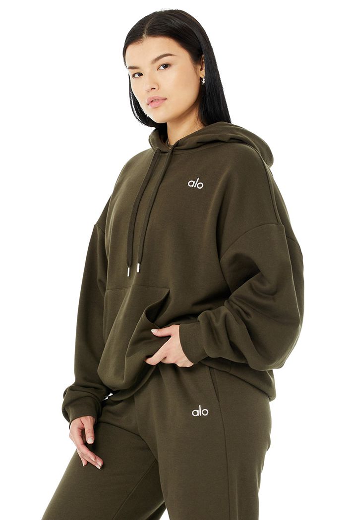 Dark Olive Alo Yoga Accolade Women's Hoodie | 98527EIAW