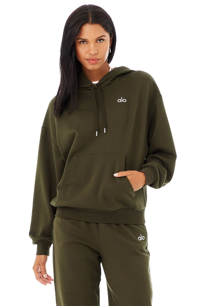 Dark Olive Alo Yoga Accolade Women\'s Hoodie | 98527EIAW