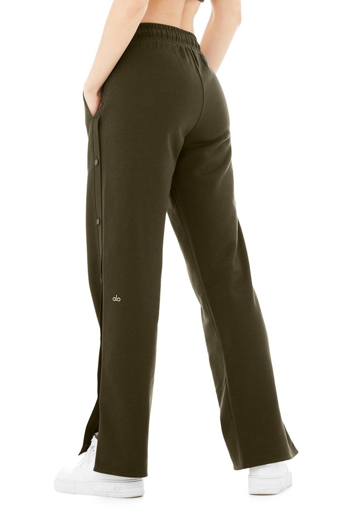 Dark Olive Alo Yoga Courtside Tearaway Snap Women's Pants | 83497ENLX