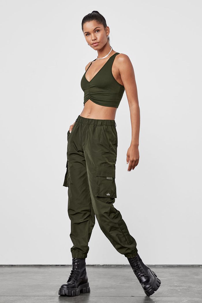 Dark Olive Alo Yoga It Girl Women's Pants | 04758MLSJ