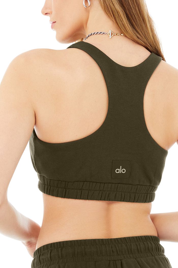 Dark Olive Alo Yoga Scoop Neck Sweatshirt Women's Bras | 47591CJOM