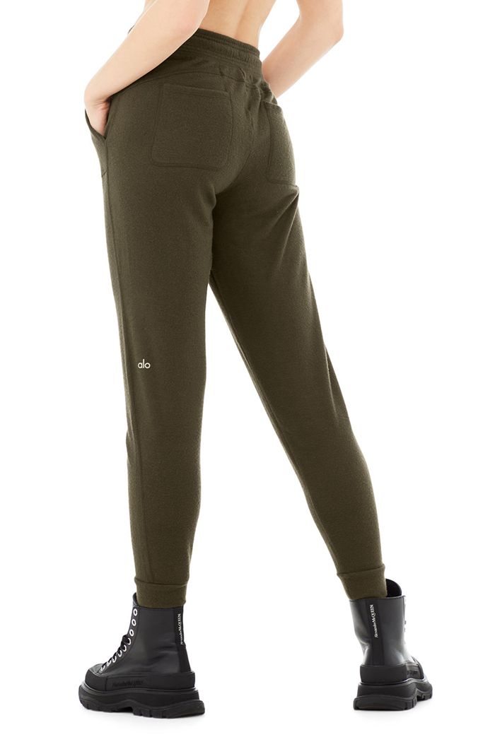 Dark Olive Alo Yoga Soho Sweat Women's Pants | 76452LKWR