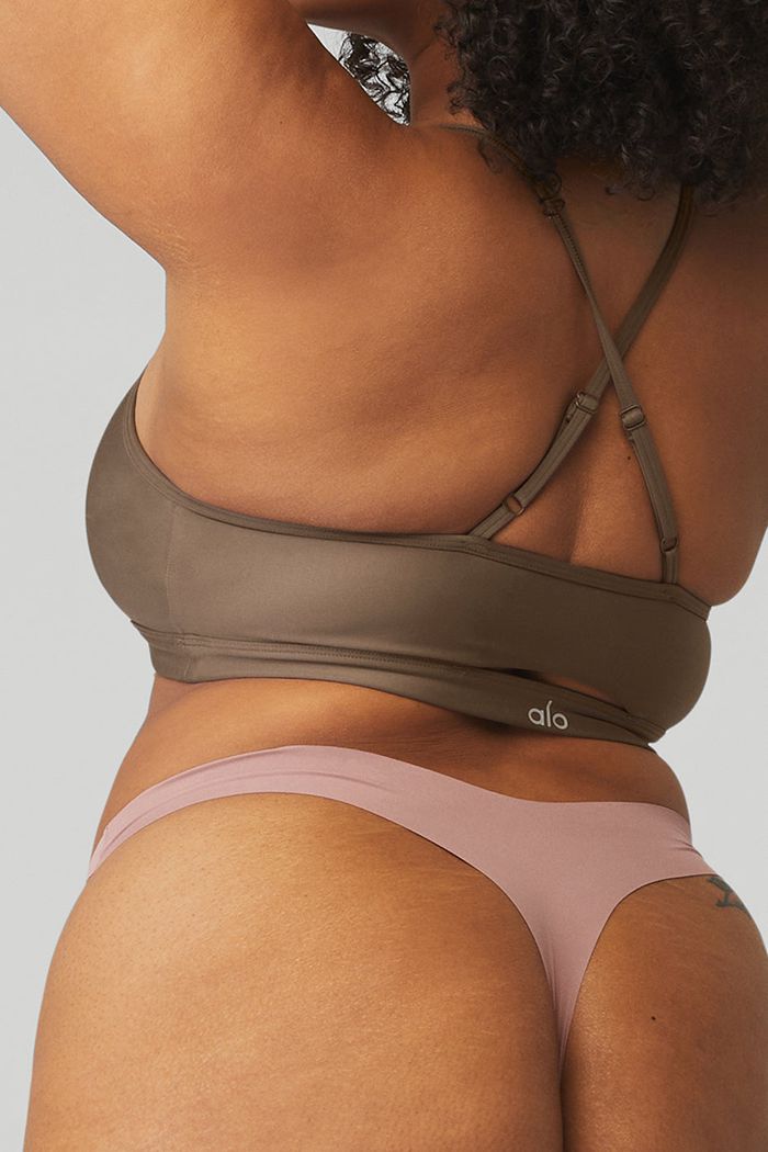 Dark Red Alo Yoga Airbrush Invisible Thong Women's Underwear | 48761DYCE