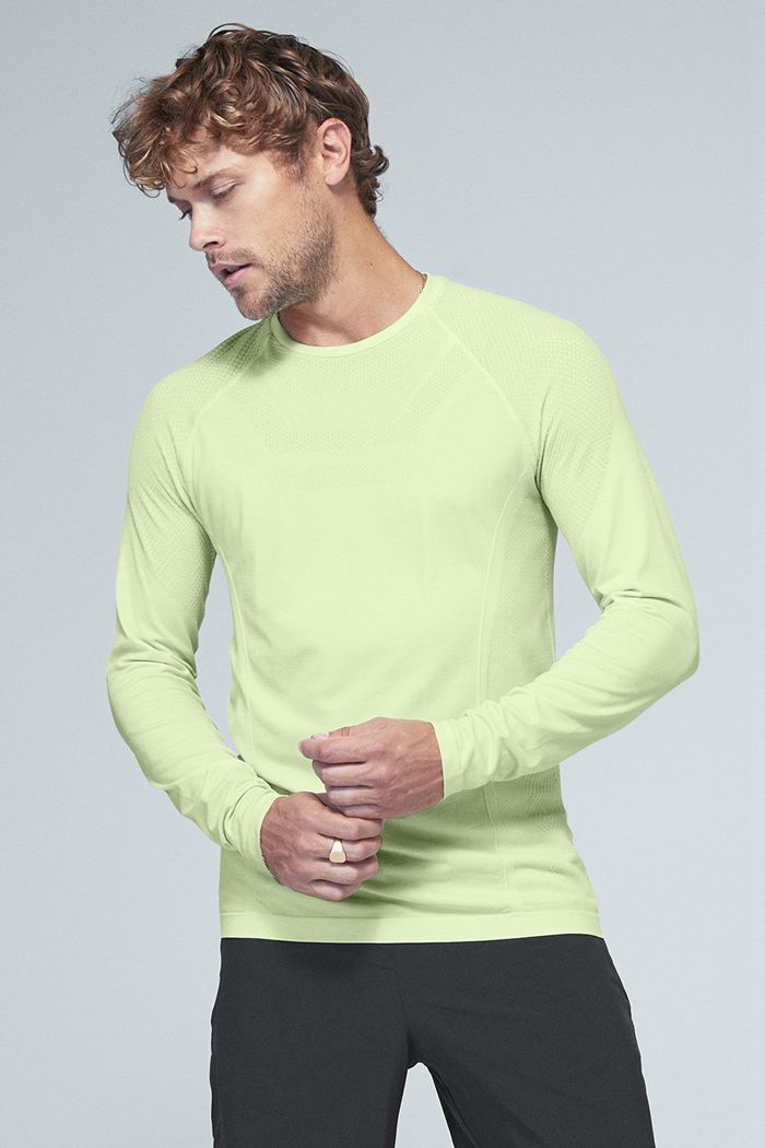 Green Alo Yoga Amplify Seamless Men's Long Sleeve | 52941SOJP