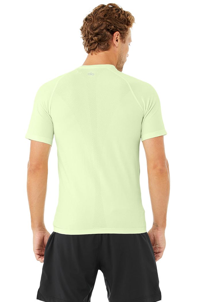 Green Alo Yoga Amplify Seamless Tee Men's Short Sleeve | 57813RZTI