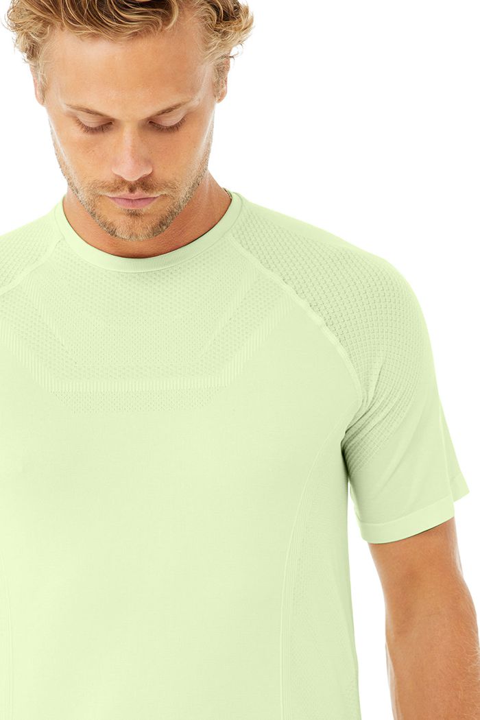 Green Alo Yoga Amplify Seamless Tee Men's Short Sleeve | 57813RZTI