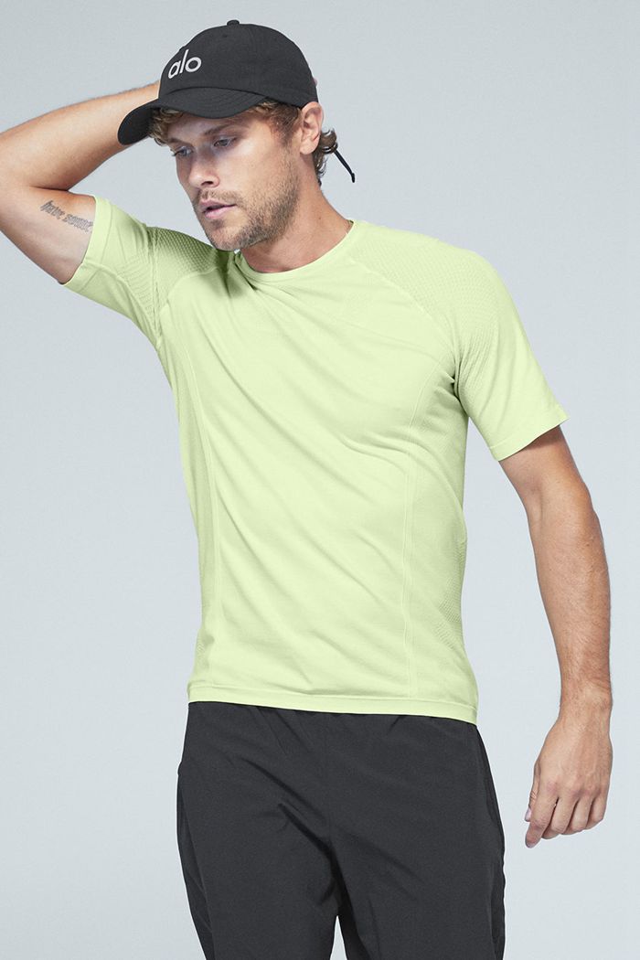 Green Alo Yoga Amplify Seamless Tee Men's Short Sleeve | 57813RZTI