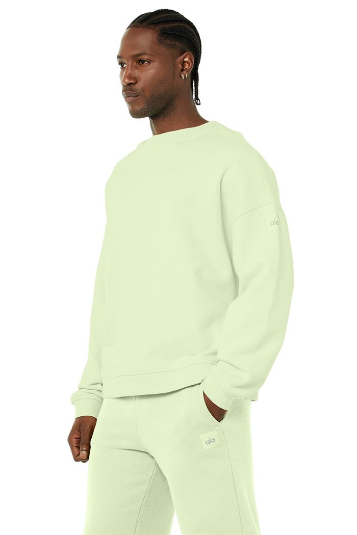 Green Alo Yoga Renown Crew Neck Men's Pullover | 53264UYEQ