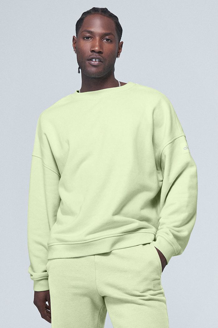 Green Alo Yoga Renown Crew Neck Men's Pullover | 53264UYEQ