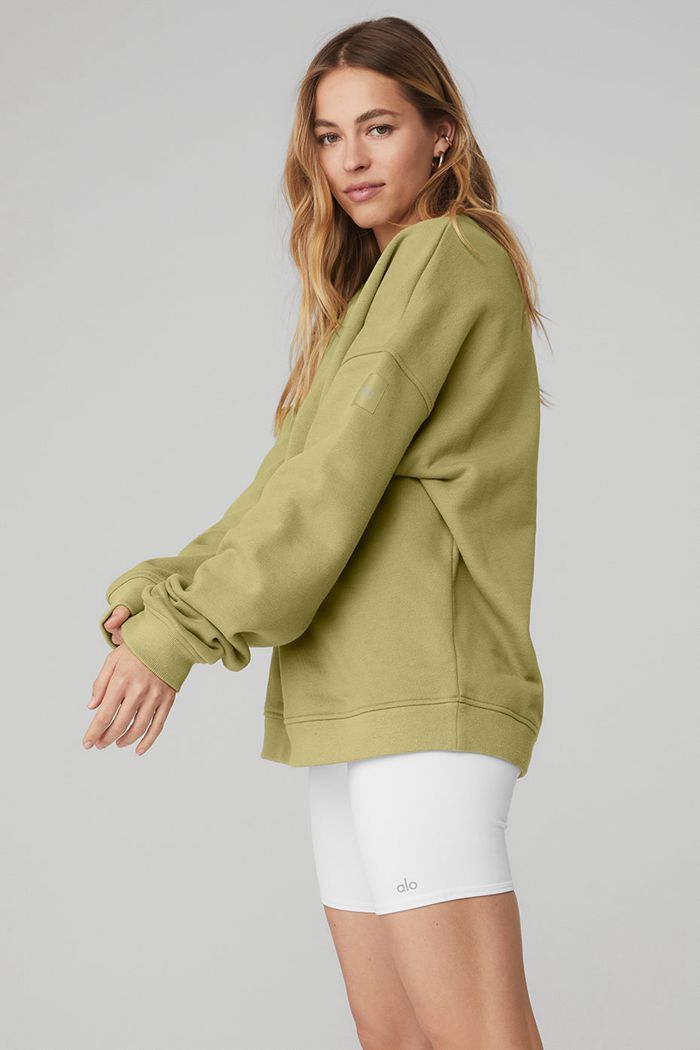 Green Alo Yoga Renown Crew Neck Women's Pullover | 02749XLFU