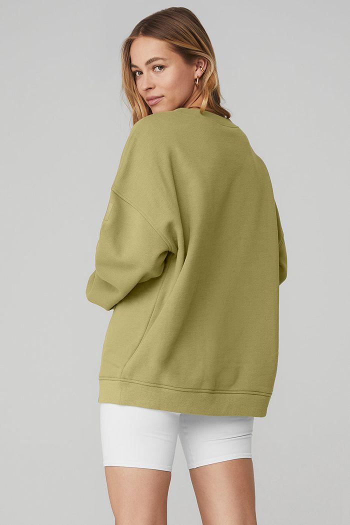 Green Alo Yoga Renown Crew Neck Women's Pullover | 02749XLFU