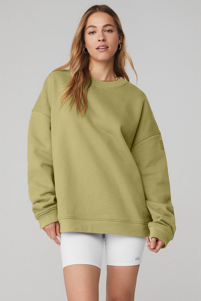 Green Alo Yoga Renown Crew Neck Women\'s Pullover | 02749XLFU