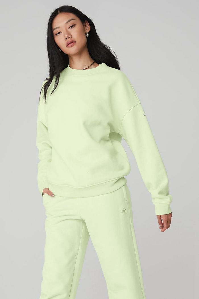 Green Alo Yoga Renown Crew Neck Women's Pullover | 35016BCXN