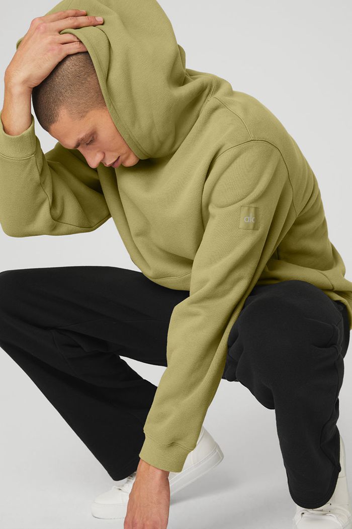 Green Alo Yoga Renown Men's Hoodie | 08731SLYE