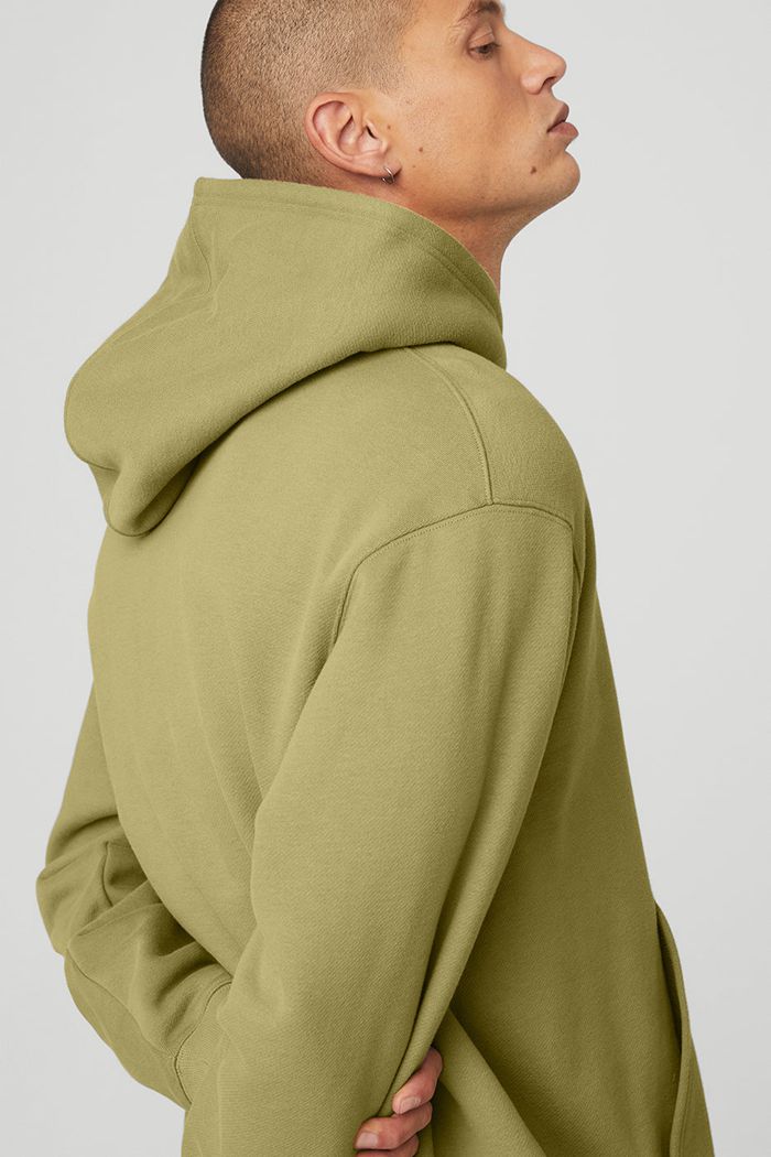 Green Alo Yoga Renown Men's Hoodie | 08731SLYE