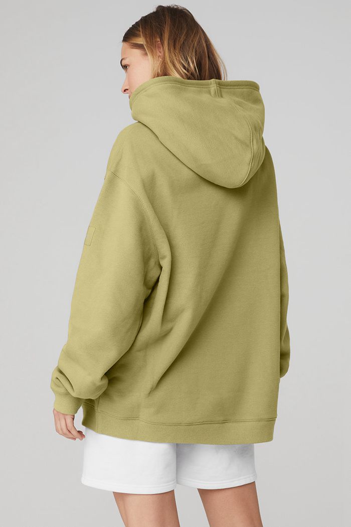 Green Alo Yoga Renown Women's Hoodie | 26801QFCN