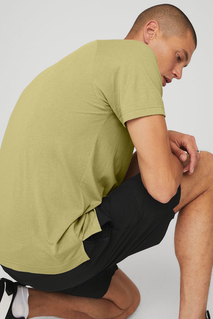 Green Alo Yoga The Triumph Crew Neck Tee Men's Short Sleeve | 41820DRXM