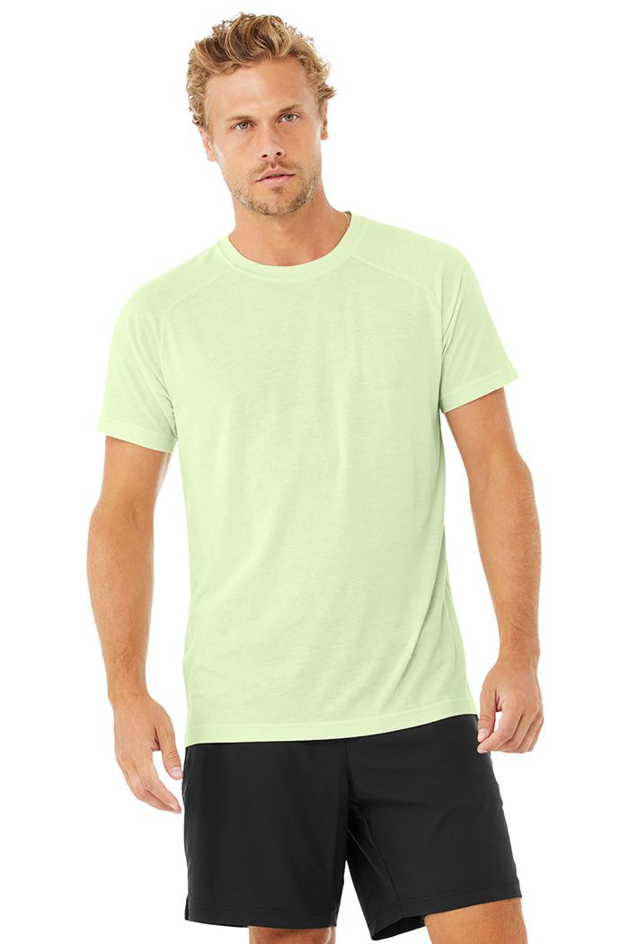 Green Alo Yoga The Triumph Crew Neck Tee Men\'s Short Sleeve | 83740FPQH