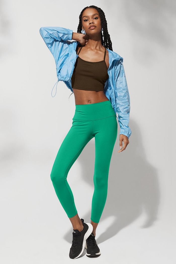 Green Turquoise Alo Yoga 7/8 High-Waist Airbrush Women's Leggings | 72563GNJH