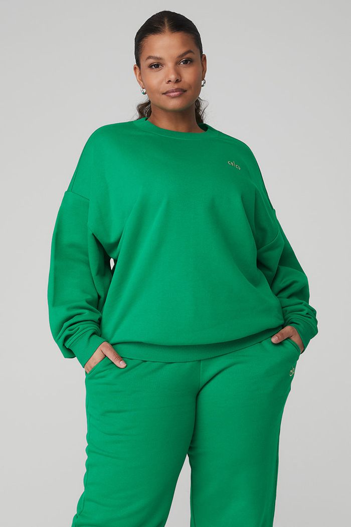 Green Turquoise Alo Yoga Accolade Crew Neck Women's Pullover | 27459VTDX