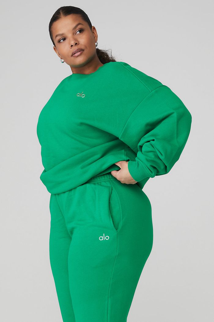 Green Turquoise Alo Yoga Accolade Crew Neck Women's Pullover | 27459VTDX