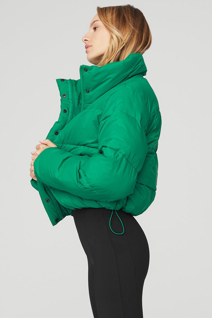 Green Turquoise Alo Yoga Gold Rush Puffer Women's Jackets | 05761WYTX