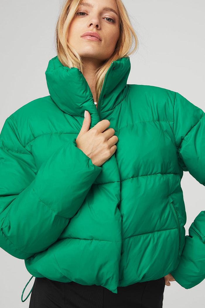 Green Turquoise Alo Yoga Gold Rush Puffer Women's Jackets | 05761WYTX