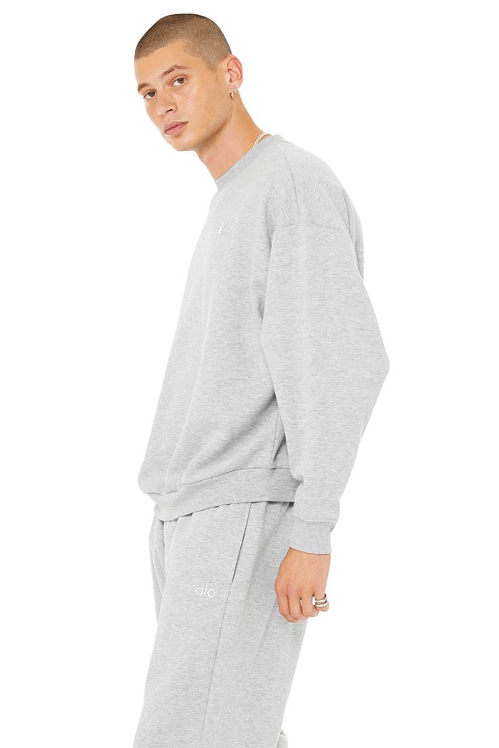 Grey Alo Yoga Accolade Crew Neck Men's Pullover | 60392LRGO