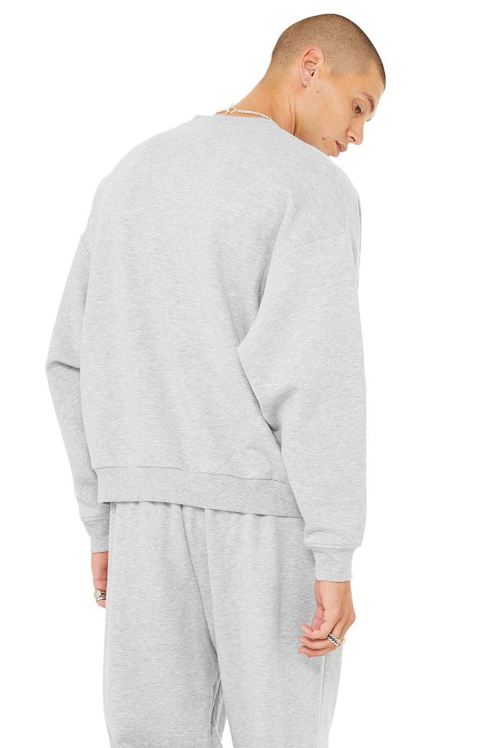 Grey Alo Yoga Accolade Crew Neck Men's Pullover | 60392LRGO