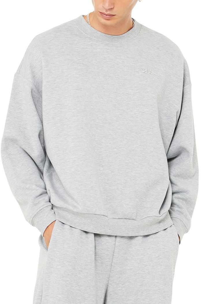 Grey Alo Yoga Accolade Crew Neck Men's Pullover | 60392LRGO