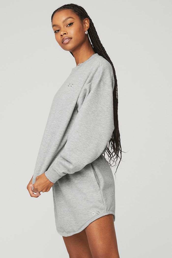 Grey Alo Yoga Accolade Crew Neck Women's Pullover | 17408WDCP