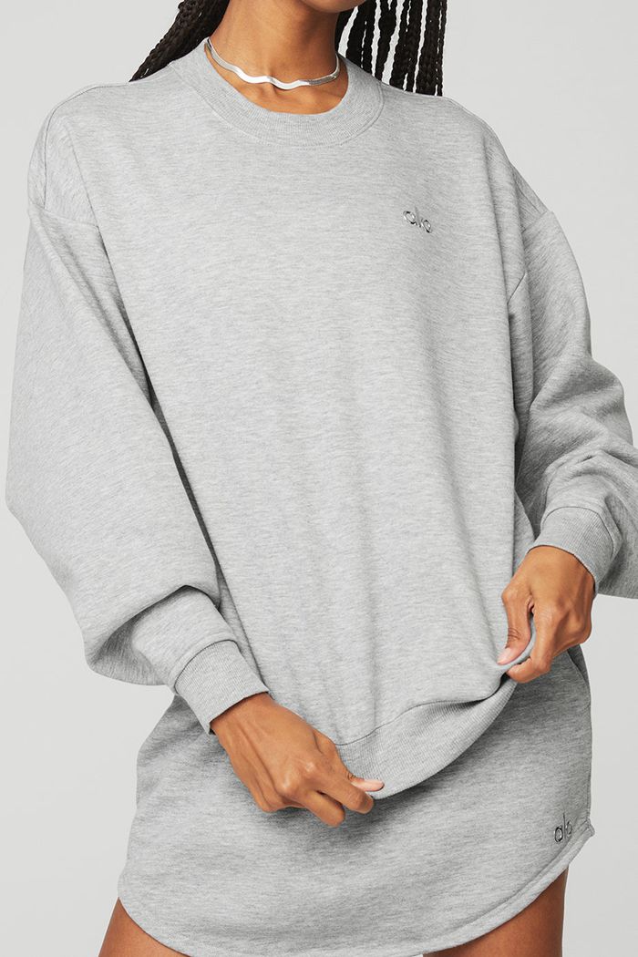 Grey Alo Yoga Accolade Crew Neck Women's Pullover | 17408WDCP