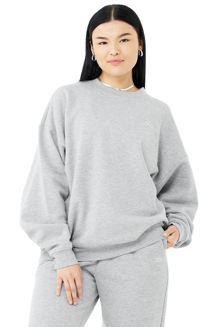 Grey Alo Yoga Accolade Crew Neck Women's Pullover | 17408WDCP