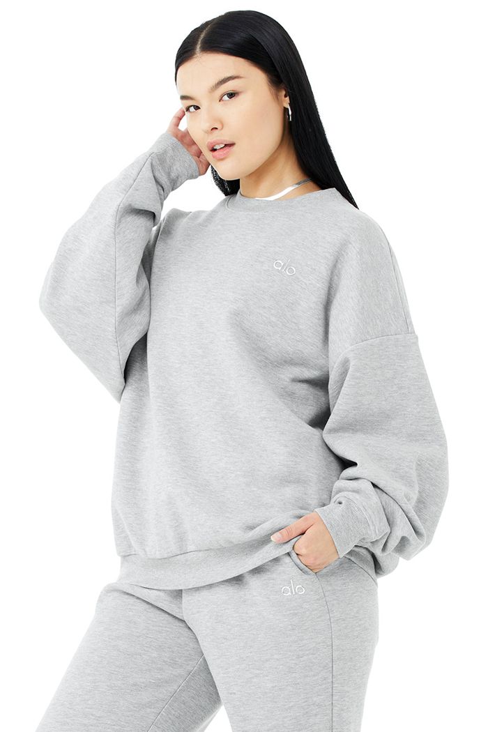 Grey Alo Yoga Accolade Crew Neck Women's Pullover | 17408WDCP