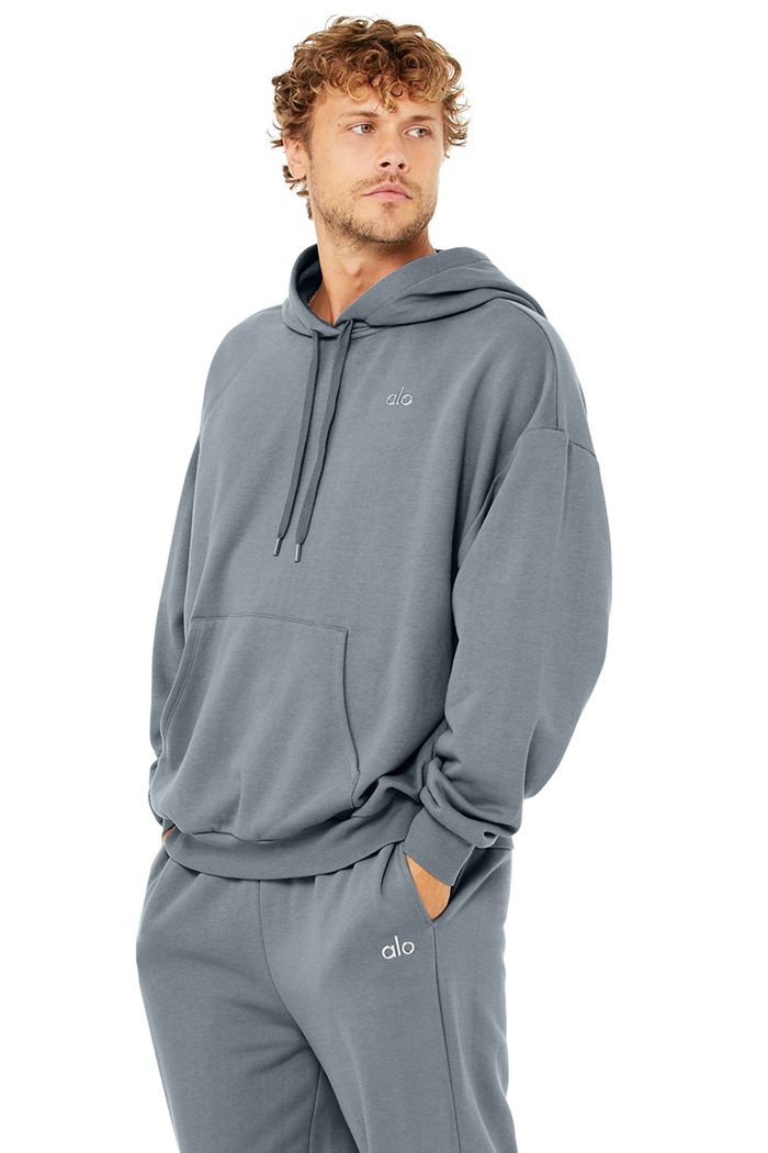 Grey Alo Yoga Accolade Men's Hoodie | 37984HCLW