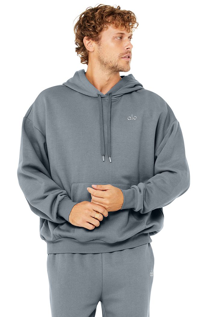 Grey Alo Yoga Accolade Men\'s Hoodie | 37984HCLW