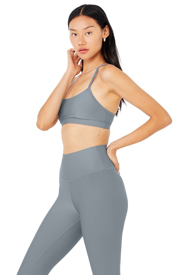 Grey Alo Yoga Airlift Intrigue Women's Bras | 09867CBPL