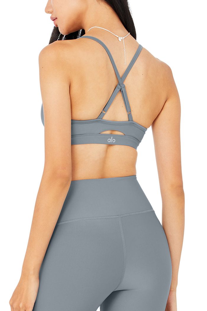 Grey Alo Yoga Airlift Intrigue Women's Bras | 09867CBPL