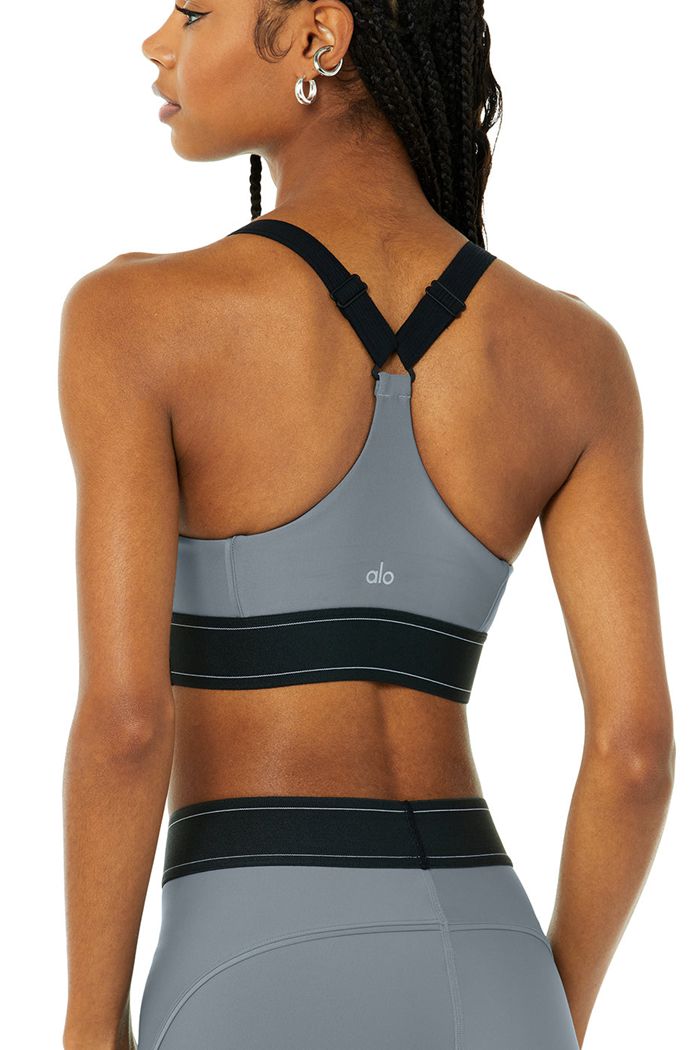 Grey Alo Yoga Airlift Suit Up Women's Bras | 34562AUBH