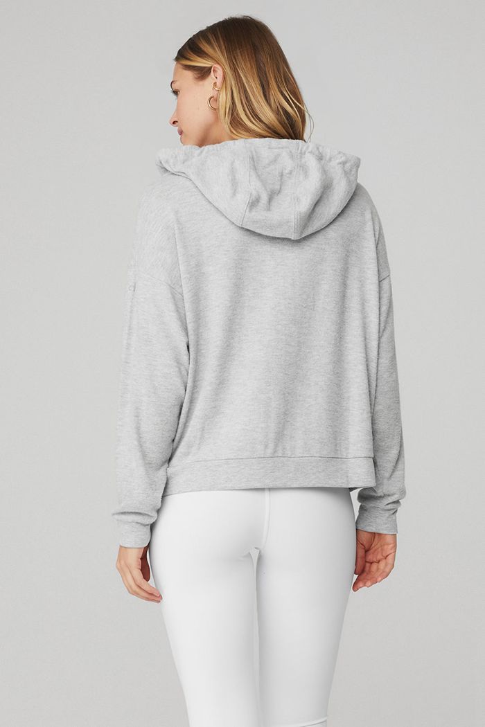 Grey Alo Yoga Alolux Soho Full Zip Women's Hoodie | 28576KLAC