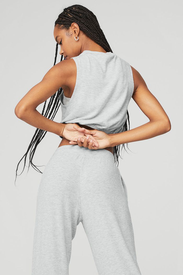 Grey Alo Yoga Alolux Soho Mock Neck Women's Vest | 48097OZLF