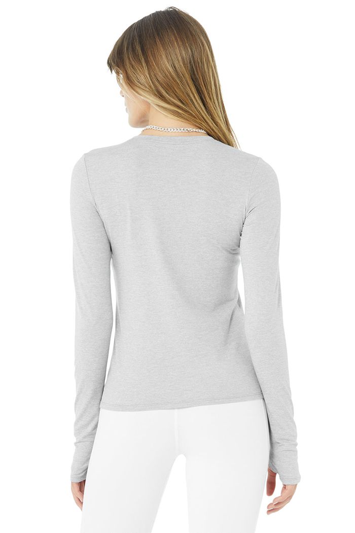 Grey Alo Yoga Alosoft Finesse Women's Long Sleeve | 38706LKXJ