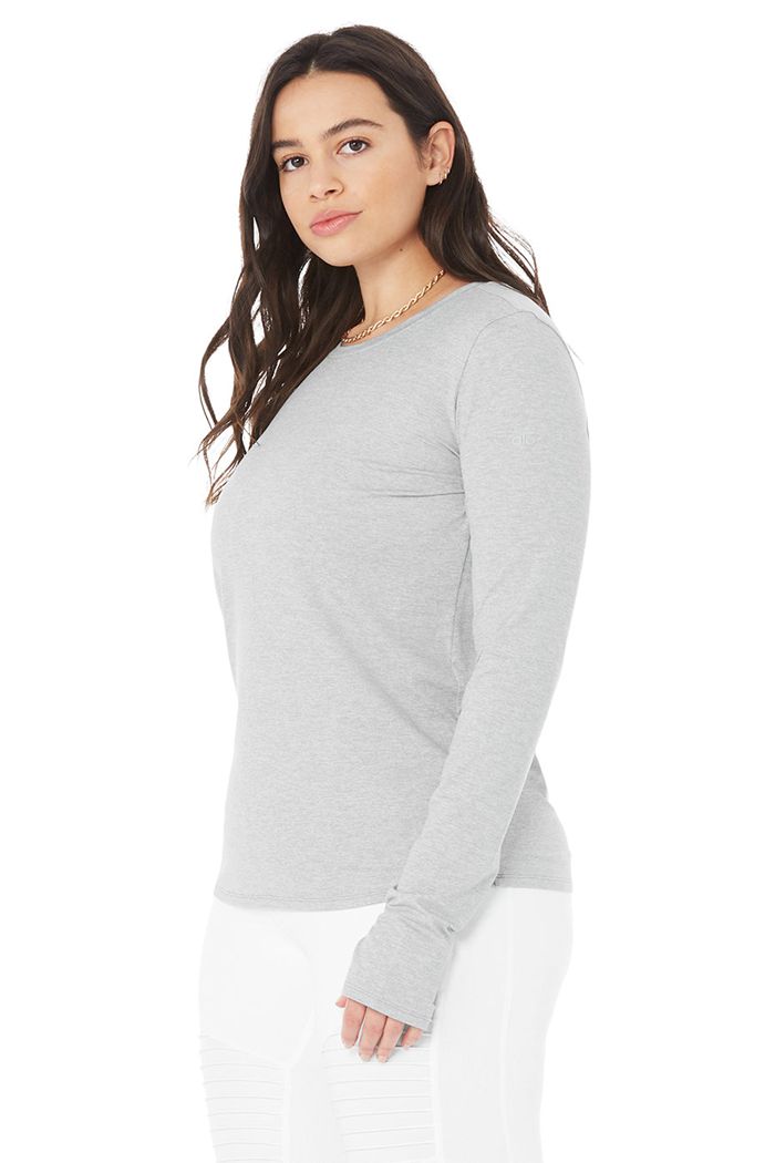 Grey Alo Yoga Alosoft Finesse Women's Long Sleeve | 38706LKXJ