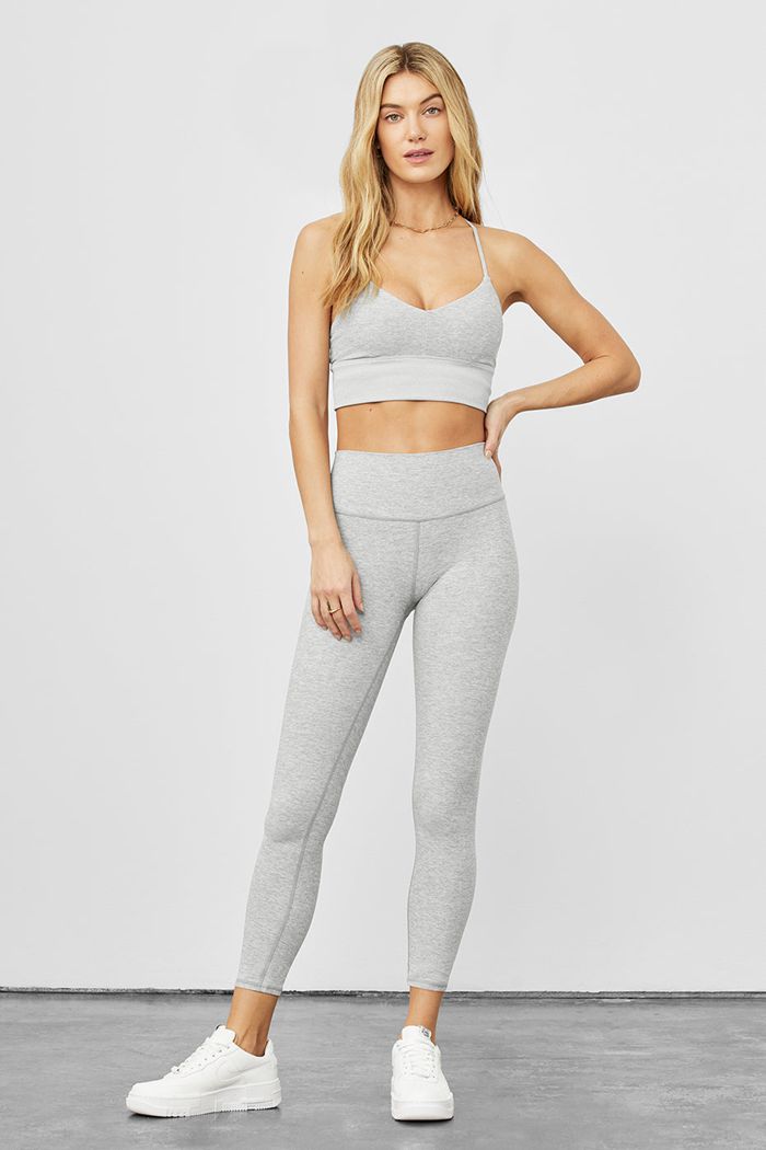 Grey Alo Yoga Alosoft High-Waist 7/8 Highlight Women's Leggings | 72683IYKW