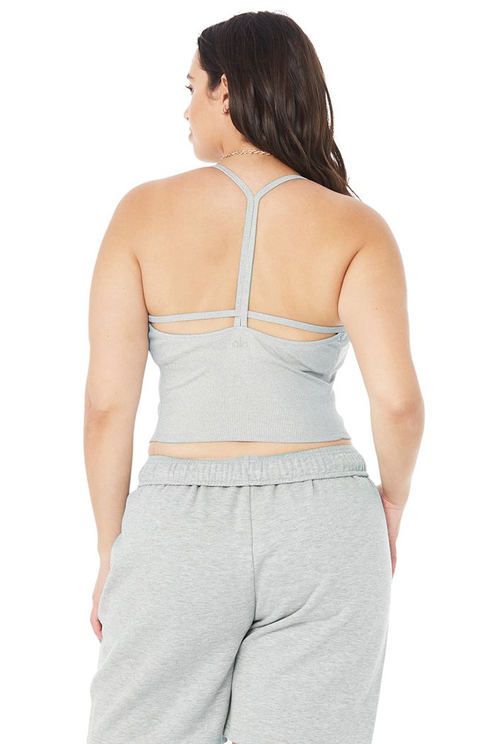 Grey Alo Yoga Alosoft Ribbed Crop Calm Women's Tank Tops | 86937OEDM